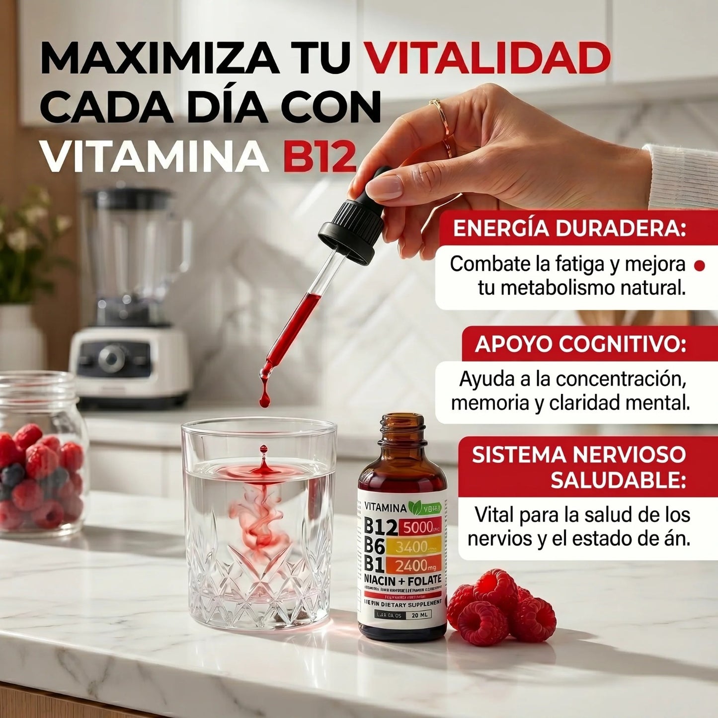 Vitamina B12 Premium® - Energía y Bienestar - Más Energía y Concentración Todos los Días