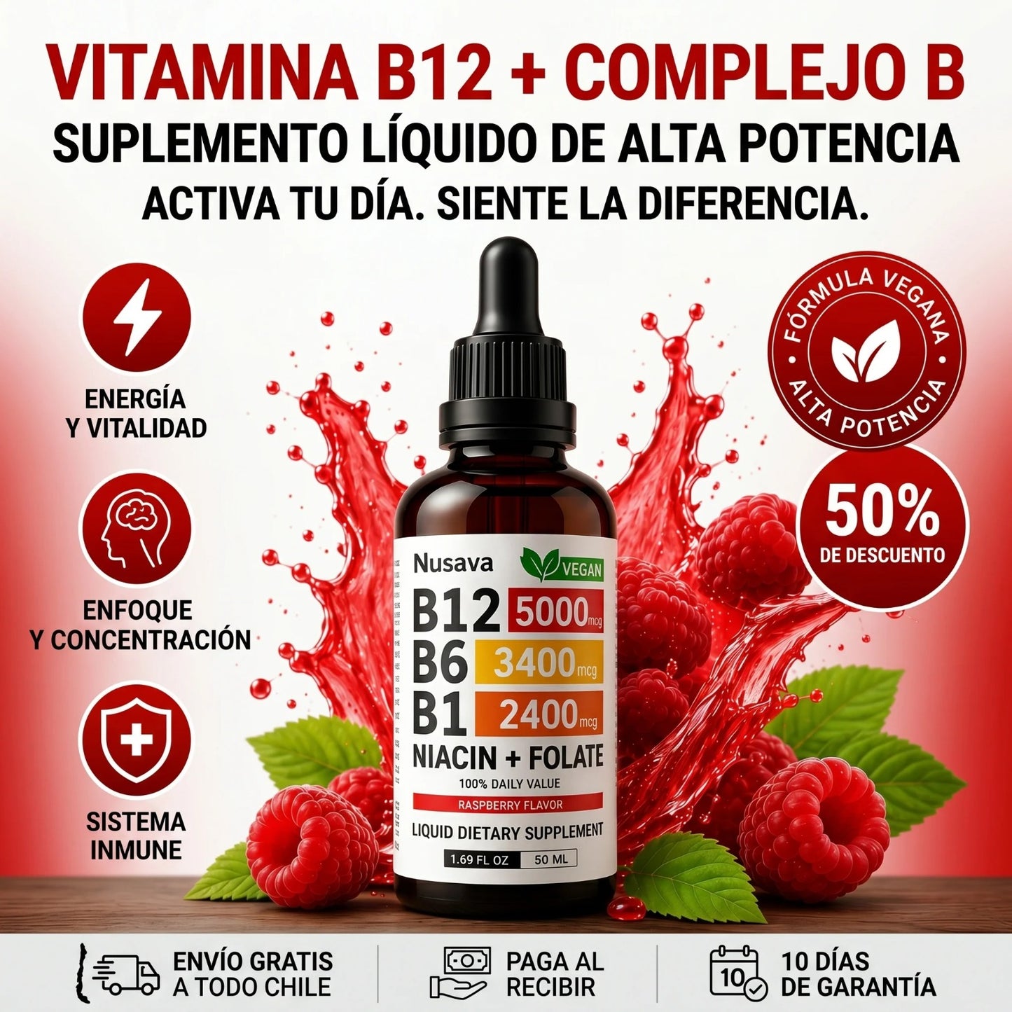 Vitamina B12 Premium® - Energía y Bienestar - Más Energía y Concentración Todos los Días