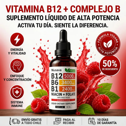 Vitamina B12 Premium® - Energía y Bienestar - Más Energía y Concentración Todos los Días