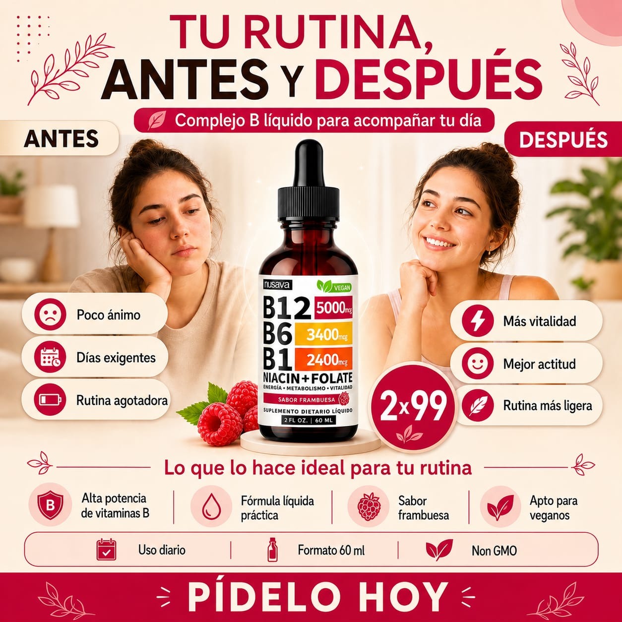 Vitamina B12 Premium® - Energía y Bienestar - Más Energía y Concentración Todos los Días
